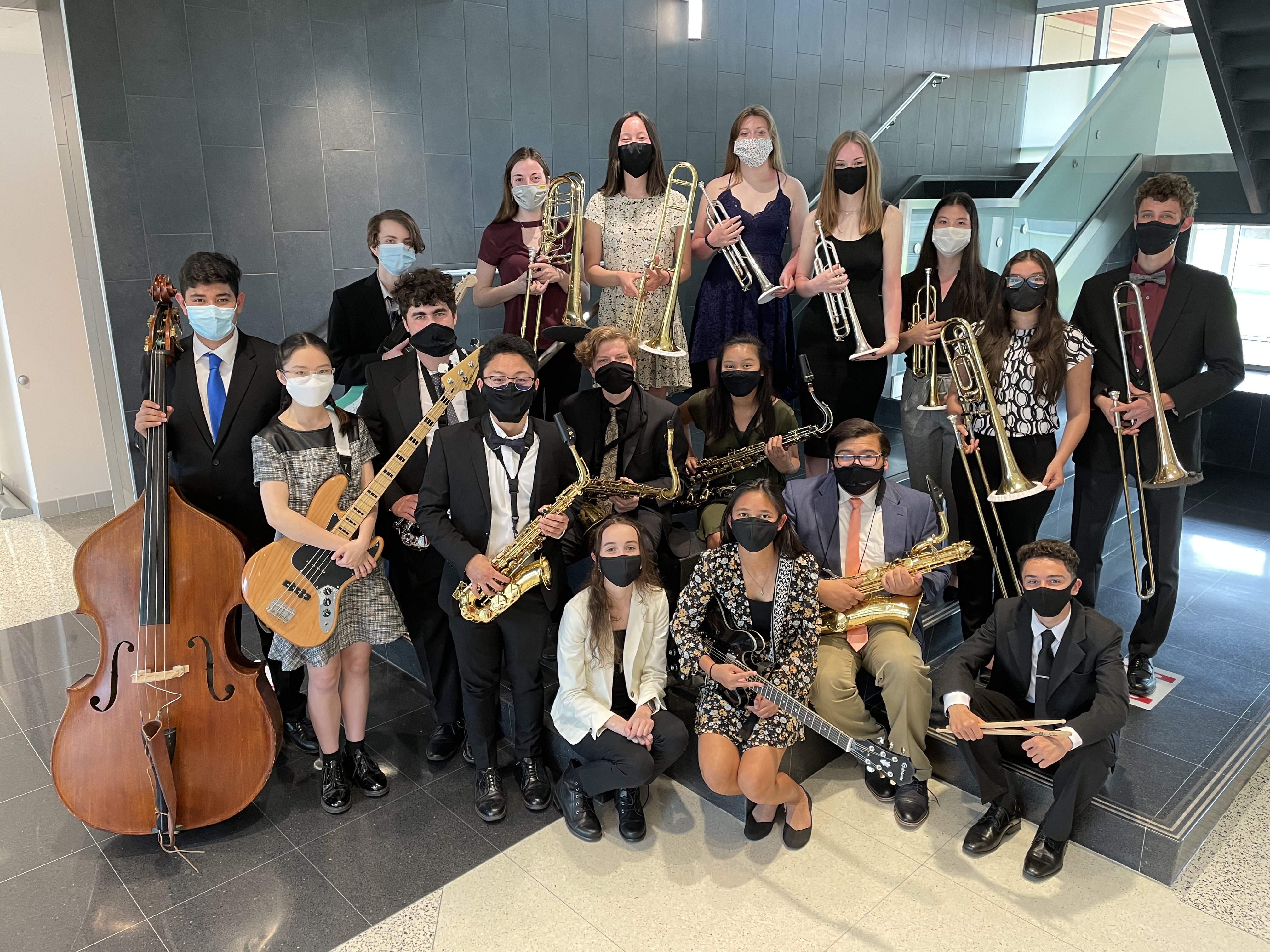 Formal group photo of the jazz ensemble