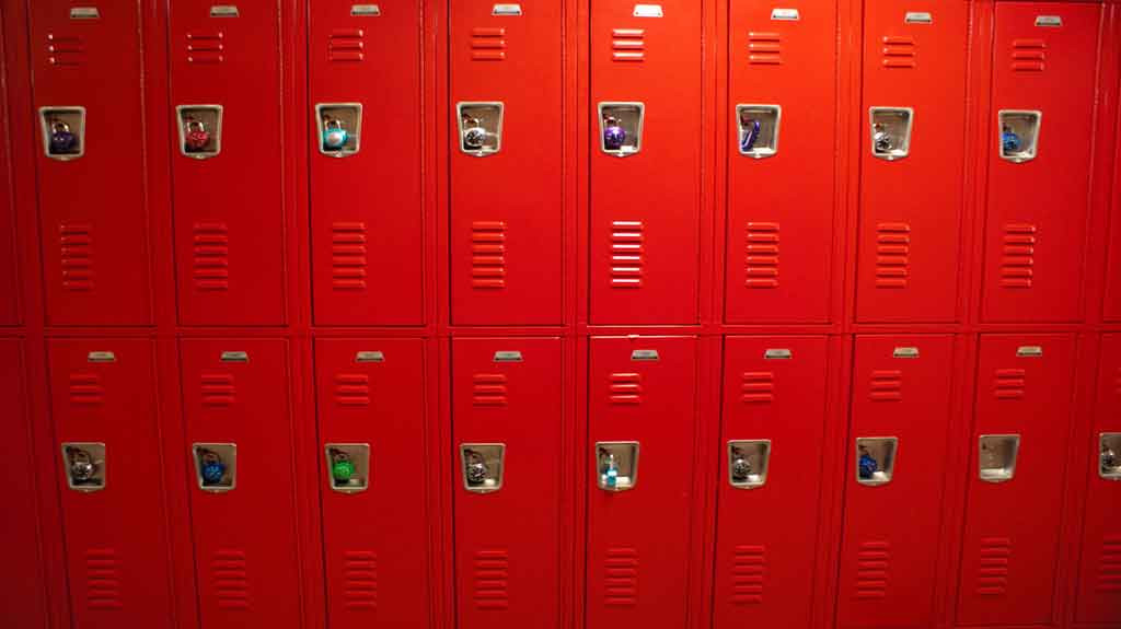 Photo of red lockers
