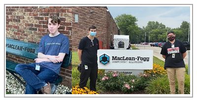 Three new employees photographed on the grounds of MacLean-Fogg