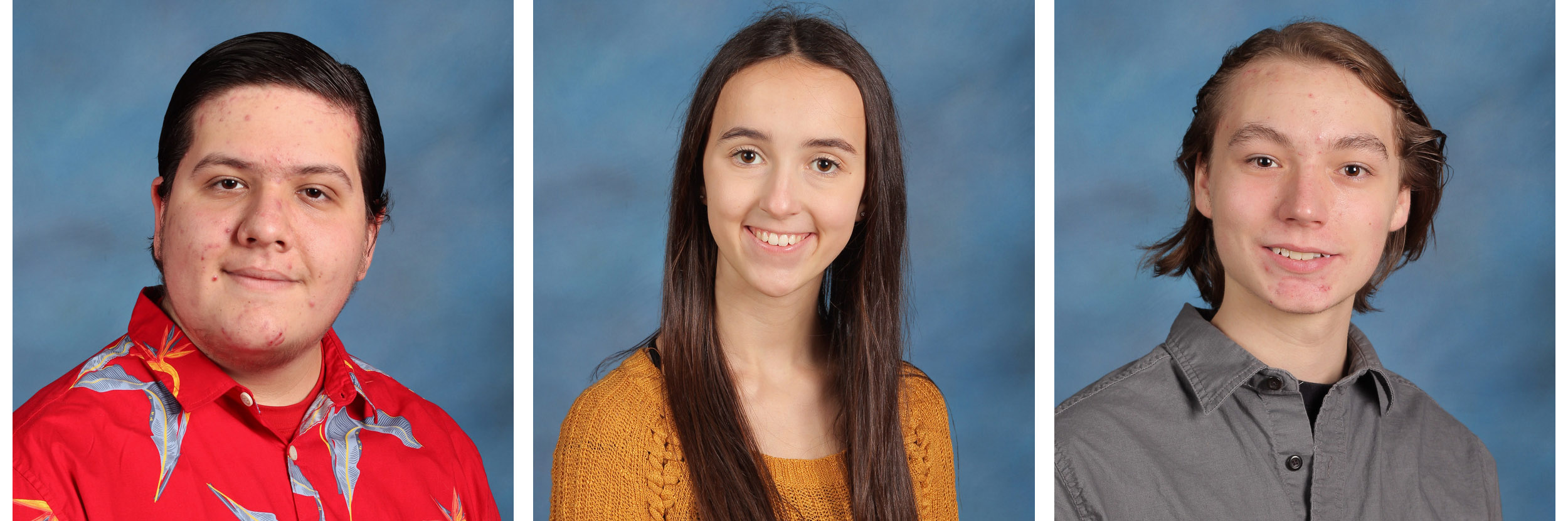 Three separate pictures combined of commended students, Isaac Fuksman, Elaina Kasamis and Ethan Nelsen.