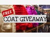 Colorful poster announcing the Coat Giveaway