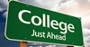 Street sign that says "College Just Ahead"