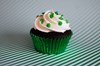 Photo of a chocolate cupcake with green frosting