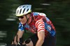 Biker with helmet taking part in the race.