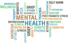 Collage of words associated with mental health