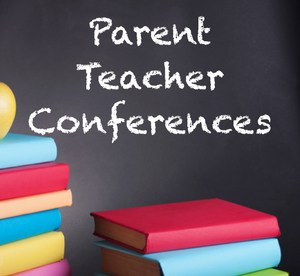 Artwork of a blackboard with Parent Teacher Conferences written on it