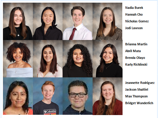 Head shots of the 12 students
