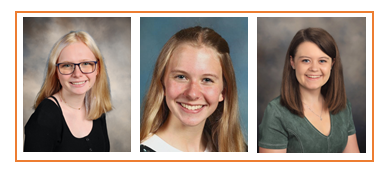 Head shots of the three students