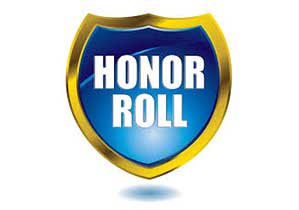 Honor Roll printed inside a blue and gold shield
