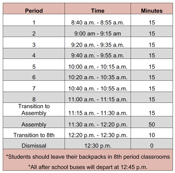 Assembly Early Release General Events Events